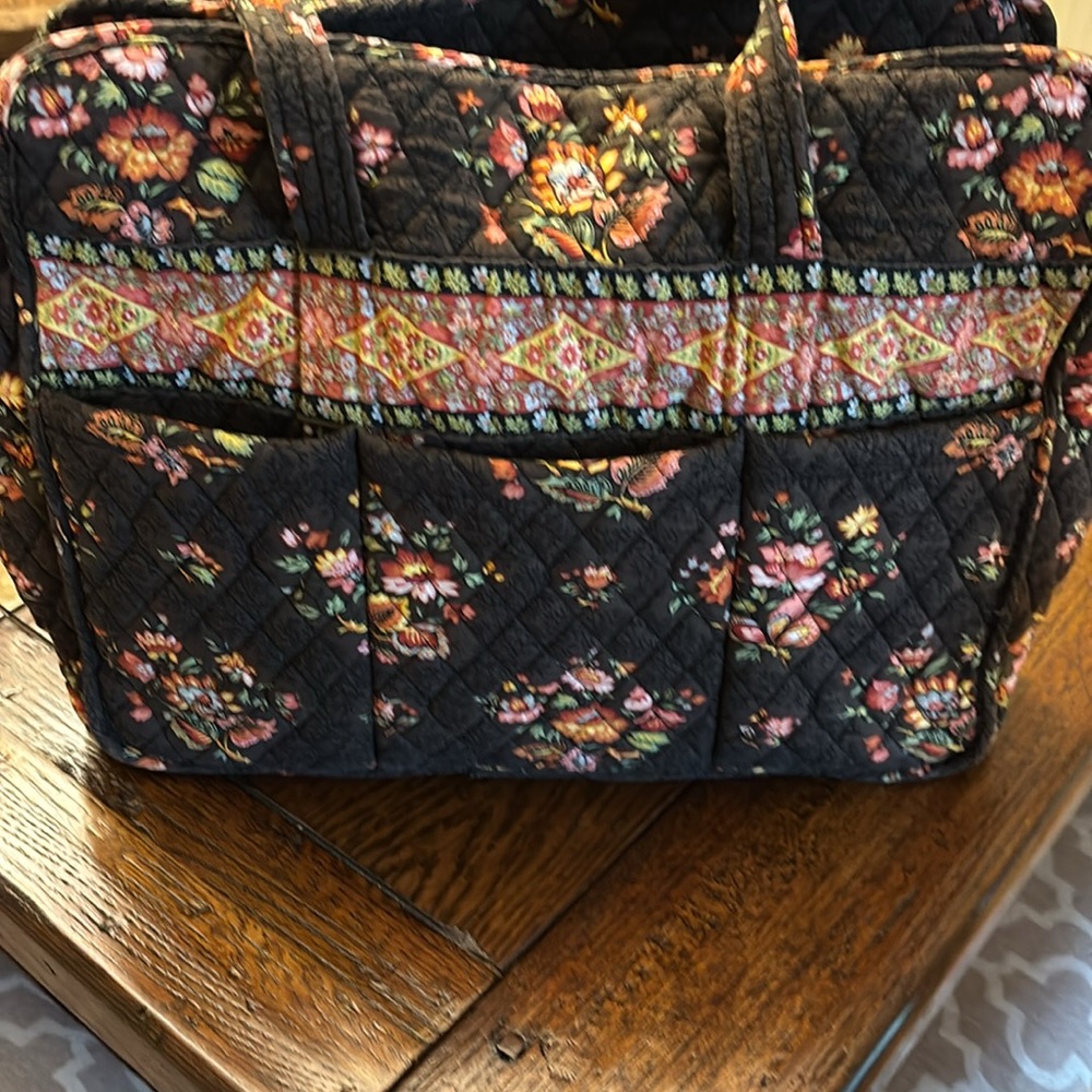 Vera Bradley Vintage Chocolat brown floral Quilted Shoulder Bag - Picture 5 of 9